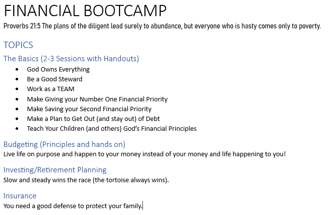 Financial Bootcamp